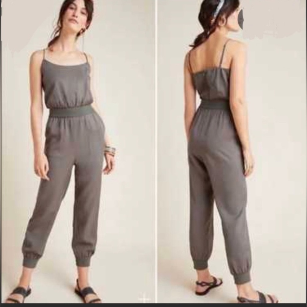 Anthropologie Nisa Jogger Jumpsuit size Large color olive